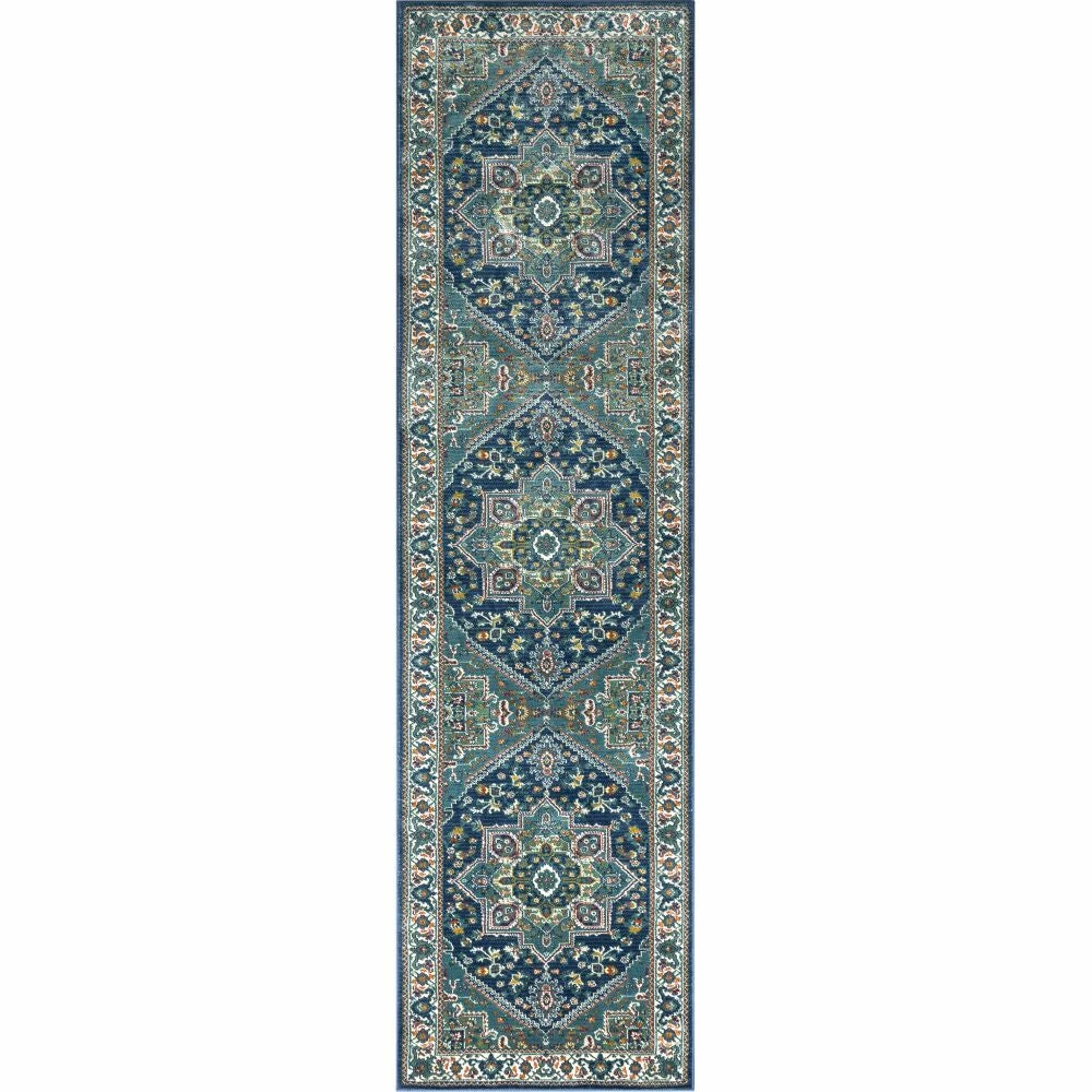 Well Woven Jackie Blue Traditional Medallion Tribal Rug 6 Well Woven Jackie Blue Traditional Medallion Tribal Rug