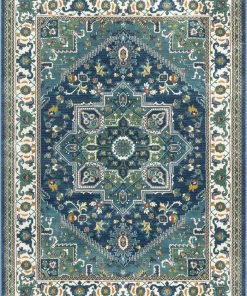 Well Woven Jackie Blue Traditional Medallion Tribal Rug