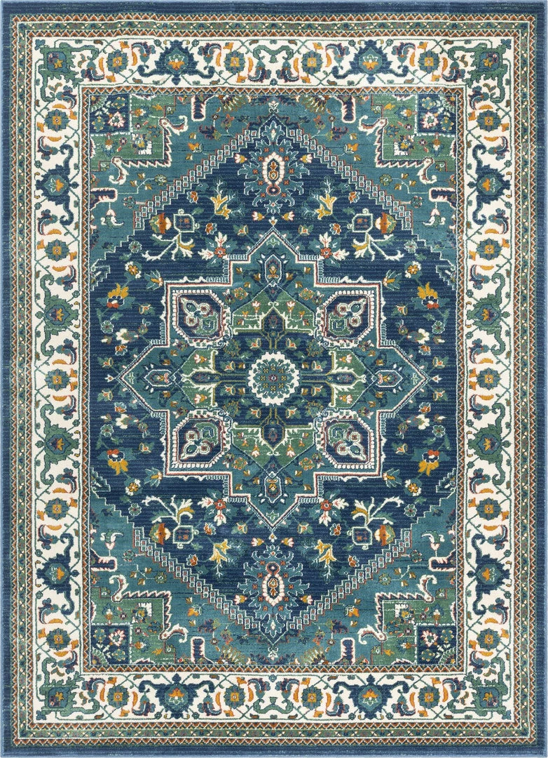 Well Woven Jackie Blue Traditional Medallion Tribal Rug 1 Well Woven Jackie Blue Traditional Medallion Tribal Rug