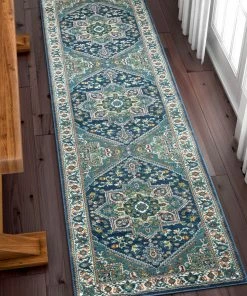 Well Woven Jackie Blue Traditional Medallion Tribal Rug 10 Well Woven Jackie Blue Traditional Medallion Tribal Rug