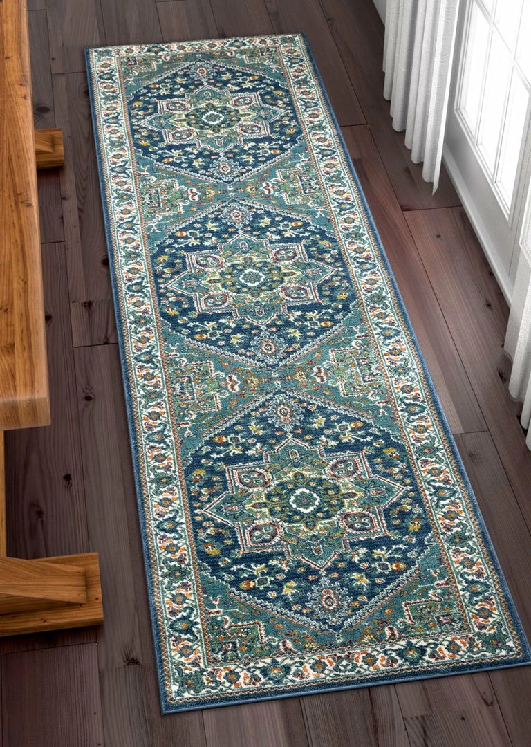 Well Woven Jackie Blue Traditional Medallion Tribal Rug 5 Well Woven Jackie Blue Traditional Medallion Tribal Rug