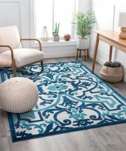 Well Woven Toma Blue Victorian Geometric Rug