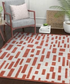 Well Woven Drago Orange Contemporary Geometric Rug