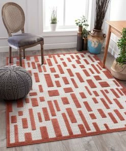 Well Woven Drago Orange Contemporary Geometric Rug