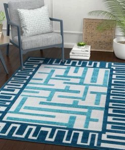 Well Woven Ekho Blue Contemporary Geometric Rug 7'10