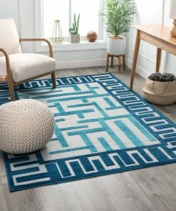 Well Woven Ekho Blue Contemporary Geometric Rug 7'10" X 10'6"
