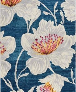 Well Woven Colombia Blue Modern Flower Rug 20'' X 31''