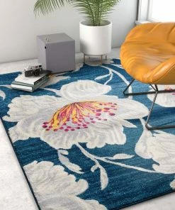 Well Woven Colombia Blue Modern Flower Rug 20'' X 31''
