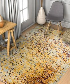 Well Woven Magari Yellow Modern Abstract Rug 3'x5'