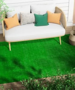 Well Woven Venice Green Modern Turf Indoor/Outdoor Grass Rug
