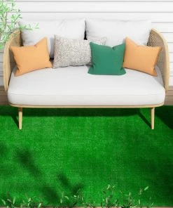 Well Woven Venice Green Modern Turf Indoor/Outdoor Grass Rug