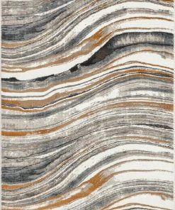 Well Woven Vintage Davina Modern Abstract Striped Grey Rust Rug
