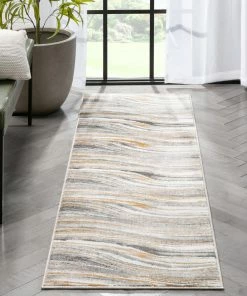 Well Woven Vintage Davina Modern Abstract Striped Grey Rust Rug