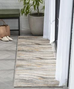 Well Woven Vintage Davina Modern Abstract Striped Grey Rust Rug