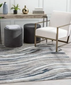 Well Woven Stella Modern Abstract Striped Grey Rug