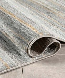 Well Woven Vintage Giselle Modern Abstract Striped Grey Rust Rug