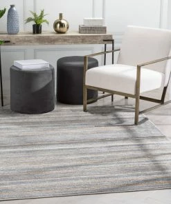 Well Woven Vintage Giselle Modern Abstract Striped Grey Rust Rug