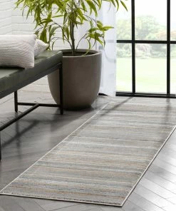 Well Woven Vintage Giselle Modern Abstract Striped Grey Rust Rug