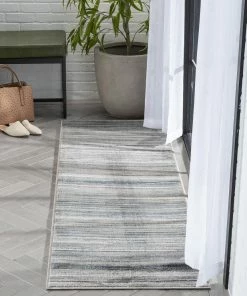 Well Woven Giselle Modern Abstract Striped Grey Rug