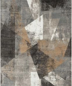 Well Woven Kye Modern Abstract Geometric Grey Rust Rug