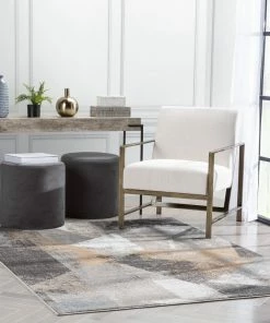 Well Woven Kye Modern Abstract Geometric Grey Rust Rug