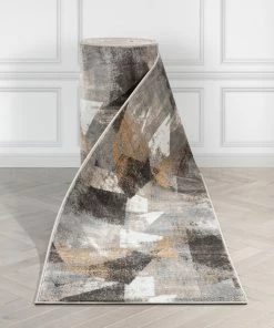 Well Woven Vintage Custom Size Runner Kye Abstract Geometric Modern Grey Rust Choose Your Width X Choose Your Length Hallway Runner Rug