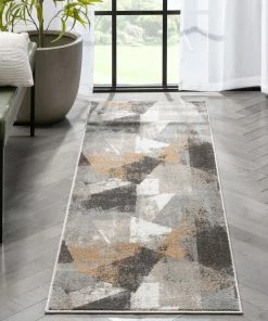 Well Woven Kye Modern Abstract Geometric Grey Rust Rug