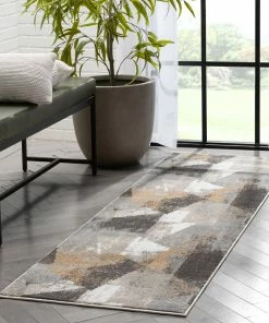 Well Woven Kye Modern Abstract Geometric Grey Rust Rug