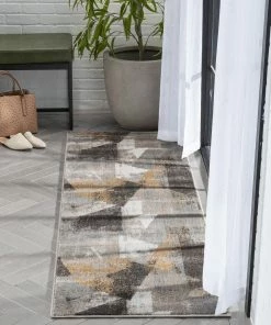 Well Woven Kye Modern Abstract Geometric Grey Rust Rug