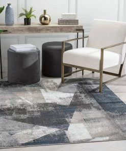 Well Woven Kye Modern Abstract Geometric Grey Rug
