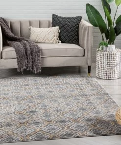 Well Woven Global Rowan Moroccan Lattice Trellis Grey Rug