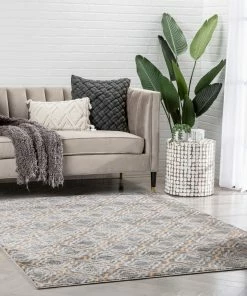 Well Woven Global Rowan Moroccan Lattice Trellis Grey Rug