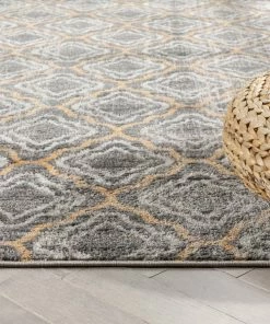 Well Woven Global Rowan Moroccan Lattice Trellis Grey Rug