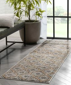 Well Woven Global Rowan Moroccan Lattice Trellis Grey Rug