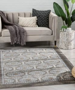 Well Woven Global Rhea Moroccan Lattice Trellis Grey Rug