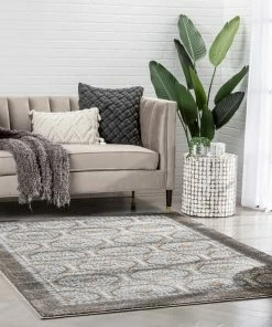 Well Woven Global Rhea Moroccan Lattice Trellis Grey Rug