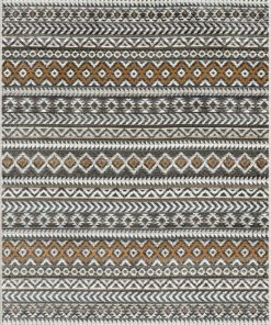 Well Woven Sahil Moroccan Tribal Stripes Grey Rug