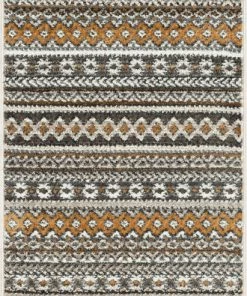 Well Woven Sahil Moroccan Tribal Stripes Grey Rug