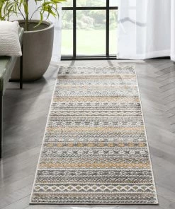 Well Woven Sahil Moroccan Tribal Stripes Grey Rug