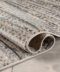 Well Woven Zia Modern Abstract Striation Grey Beige Rug