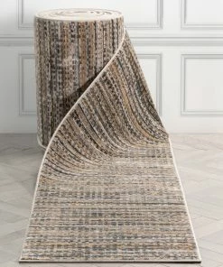 Well Woven Vintage Custom Size Runner Zia Striation Modern Abstract Grey Beige Choose Your Width X Choose Your Length Hallway Runner Rug