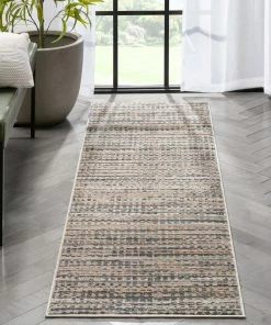 Well Woven Zia Modern Abstract Striation Grey Beige Rug