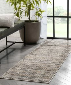 Well Woven Zia Modern Abstract Striation Grey Beige Rug