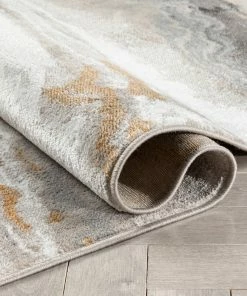 Well Woven Vintage Yara Modern Abstract Grey Rust Rug