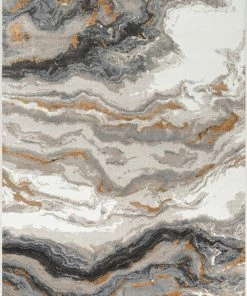 Well Woven Vintage Yara Modern Abstract Grey Rust Rug