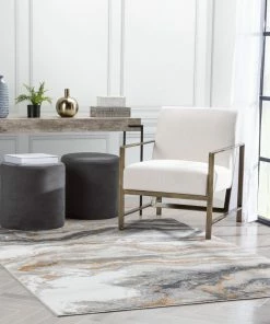 Well Woven Vintage Yara Modern Abstract Grey Rust Rug