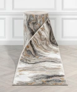 Well Woven Custom Size Runner Yara Abstract Modern Grey Rust Choose Your Width X Choose Your Length Hallway Runner Rug