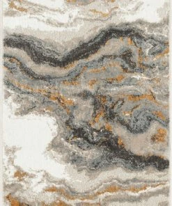 Well Woven Vintage Yara Modern Abstract Grey Rust Rug