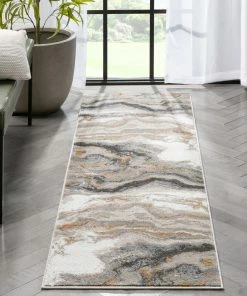 Well Woven Vintage Yara Modern Abstract Grey Rust Rug
