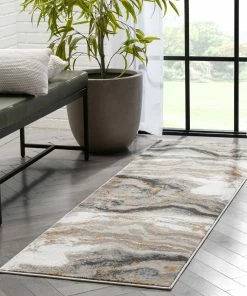 Well Woven Vintage Yara Modern Abstract Grey Rust Rug